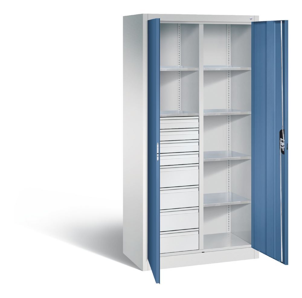 C+P Werkstattschrank mit 8 Schubladen 1950 x 930 x 500 mm lichtgrau fernblau Produktbild C+P Werkstattschrank mit 8 Schubladen 1950 x 930 x 500 mm lichtgrau fernblau bild 2