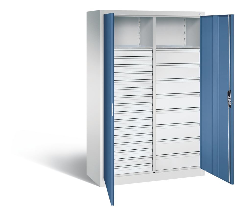 C+P Werkstattschrank mit 24 Schubladen 1950 x 1200 x 500 mm lichtgrau fernblau Produktbild C+P Werkstattschrank mit 24 Schubladen 1950 x 1200 x 500 mm lichtgrau fernblau bild 2