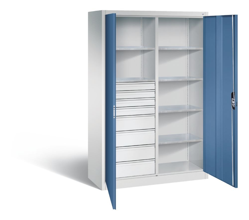 C+P Werkstattschrank mit 8 Schubladen 1950 x 1200 x 500 mm lichtgrau fernblau Produktbild C+P Werkstattschrank mit 8 Schubladen 1950 x 1200 x 500 mm lichtgrau fernblau bild 2