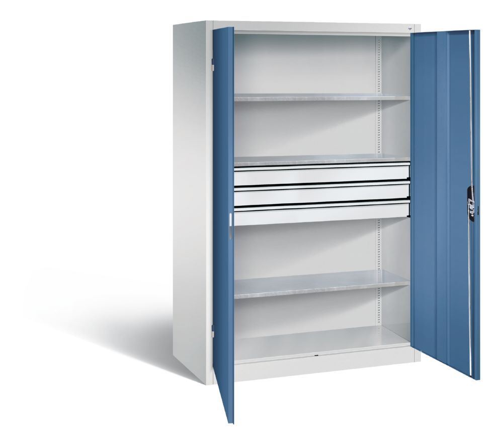 C+P Werkstattschrank mit Schubladen 1950 x 1200 x 600 mm lichtgrau fernblau Produktbild C+P Werkstattschrank mit Schubladen 1950 x 1200 x 600 mm lichtgrau fernblau bild 2