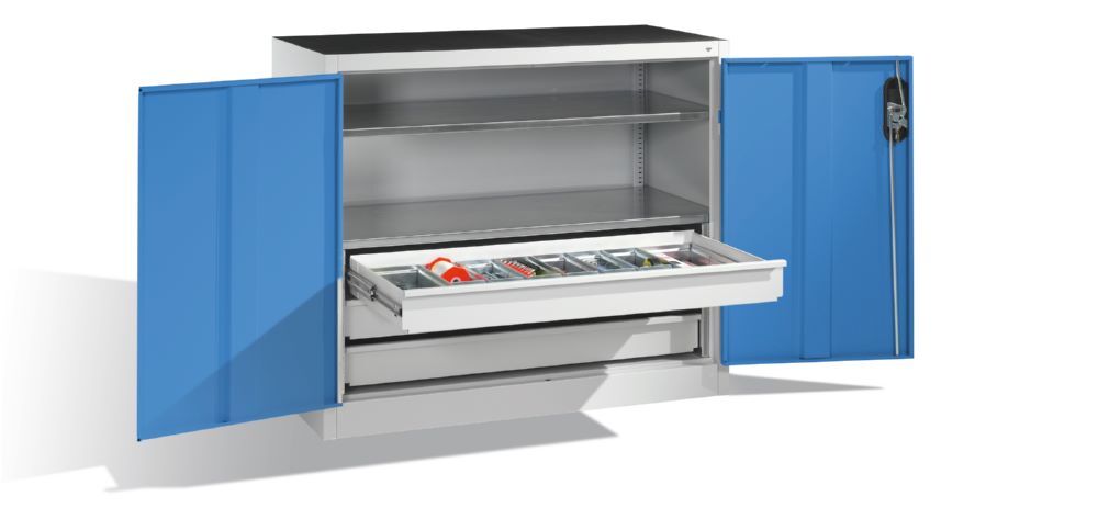 C+P Werkstattschrank mit Schubladen und Flügeltüren lichtblau 1200 x 500 x 1000 mm Produktbild C+P Werkstattschrank mit Schubladen und Flügeltüren lichtblau 1200 x 500 x 1000 mm bild 3