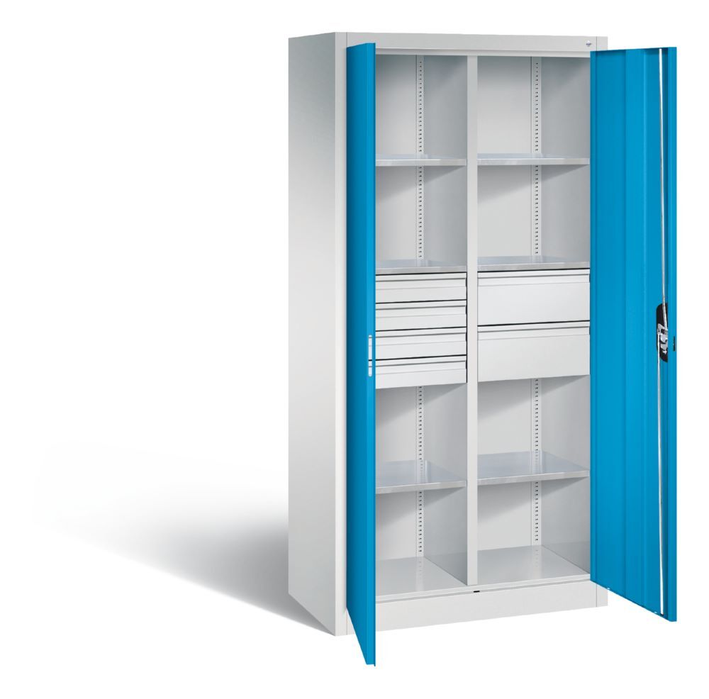 C+P Werkstattschrank mit 6 Innenschubladen Türen in lichtblau 930 x 500 x 1950 mm Produktbild C+P Werkstattschrank mit 6 Innenschubladen Türen in lichtblau 930 x 500 x 1950 mm bild 2