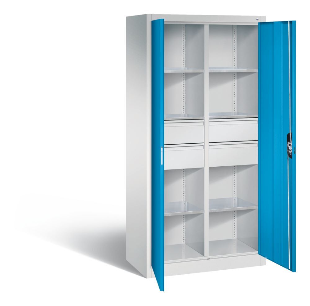 C+P Werkstattschrank mit 4 ausziehbaren Schubladen lichtblau 930 x 500 x 1950 mm Produktbild C+P Werkstattschrank mit 4 ausziehbaren Schubladen lichtblau 930 x 500 x 1950 mm bild 2