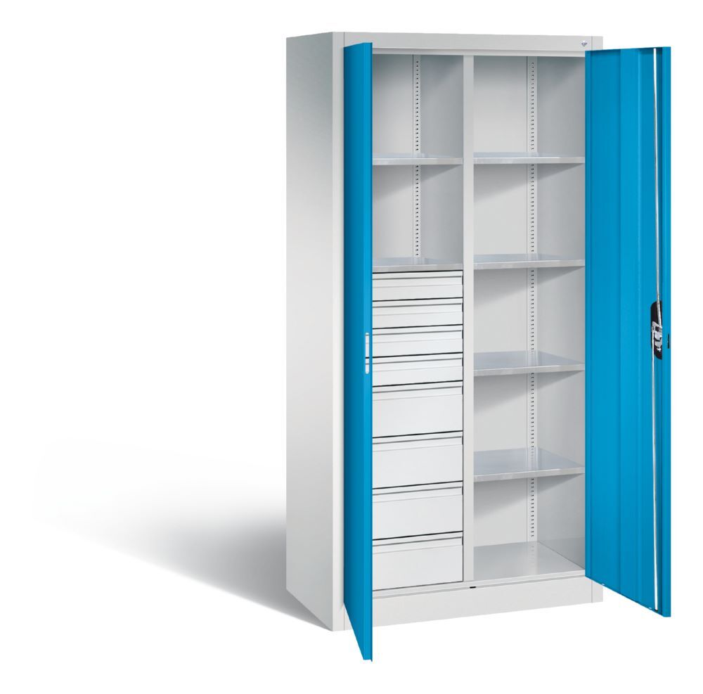 C+P Werkstattschrank mit 8 Schubladen 1950 x 930 x 500 mm lichtgrau lichtblau Produktbild C+P Werkstattschrank mit 8 Schubladen 1950 x 930 x 500 mm lichtgrau lichtblau bild 2