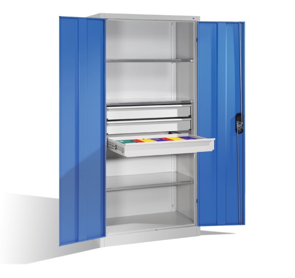 C+P Werkstattschrank mit zusätzlichen Schubladen lichtblau grau 930 x 500 x 1950 mm Produktbild C+P Werkstattschrank mit zusätzlichen Schubladen lichtblau grau 930 x 500 x 1950 mm bild 3