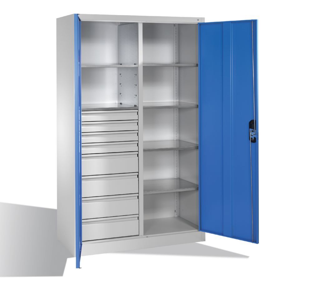 C+P Werkstattschrank mit 8 Schubladen 1950 x 1200 x 500 mm lichtgrau lichtblau Produktbild C+P Werkstattschrank mit 8 Schubladen 1950 x 1200 x 500 mm lichtgrau lichtblau bild 3