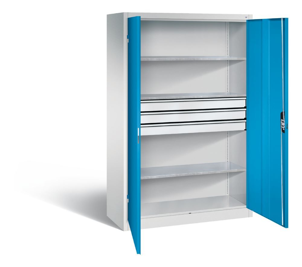 C+P Werkstattschrank mit Schubladen 1950 x 1200 x 500 mm lichtgrau lichtblau Produktbild C+P Werkstattschrank mit Schubladen 1950 x 1200 x 500 mm lichtgrau lichtblau bild 2