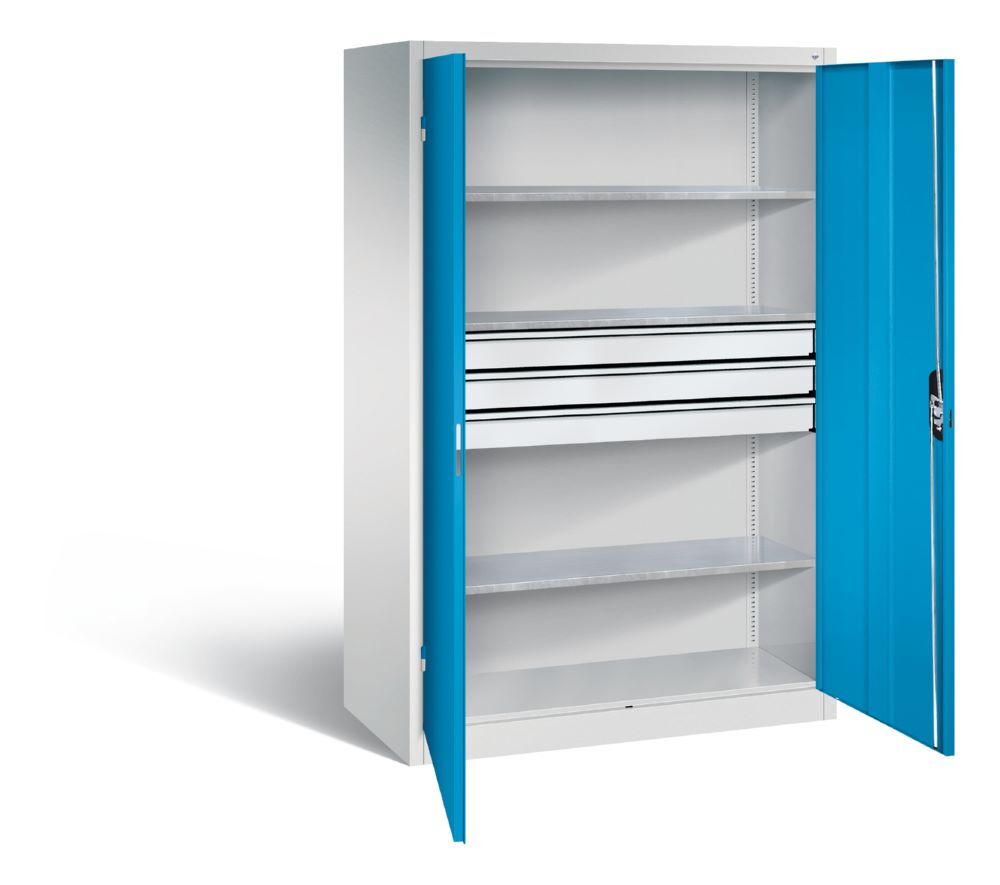 C+P Werkstattschrank mit Schubladen 1950 x 1200 x 600 mm lichtgrau lichtblau Produktbild C+P Werkstattschrank mit Schubladen 1950 x 1200 x 600 mm lichtgrau lichtblau bild 2
