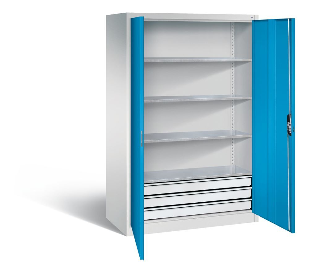 C+P Werkstattschrank mit Schubladen 1950 x 1200 x 600 mm lichtgrau lichtblau Produktbild C+P Werkstattschrank mit Schubladen 1950 x 1200 x 600 mm lichtgrau lichtblau bild 2