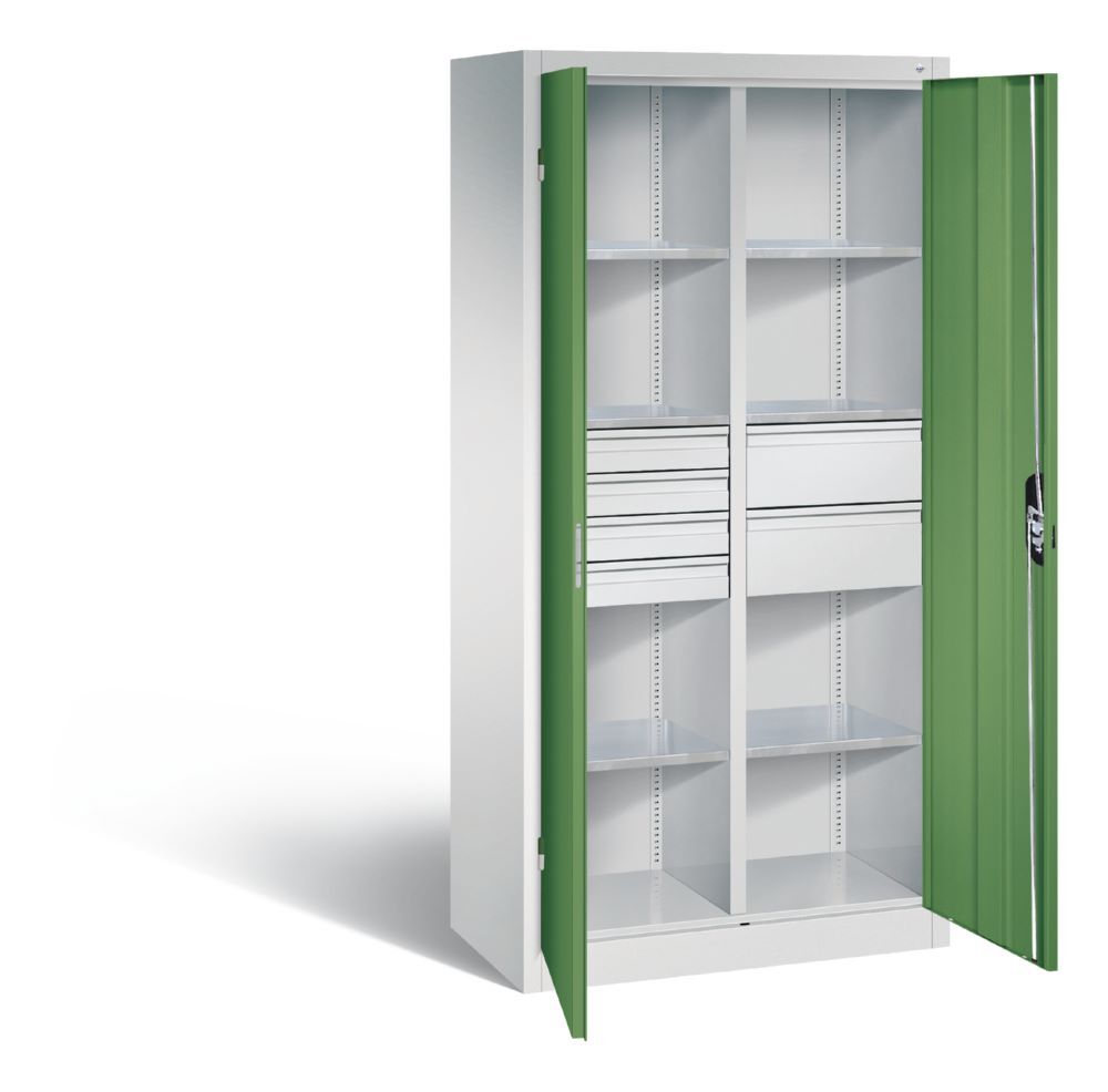 C+P Werkstattschrank mit 6 Schubladen in resedagrün 930 x 500 x 1950 mm Produktbild C+P Werkstattschrank mit 6 Schubladen in resedagrün 930 x 500 x 1950 mm