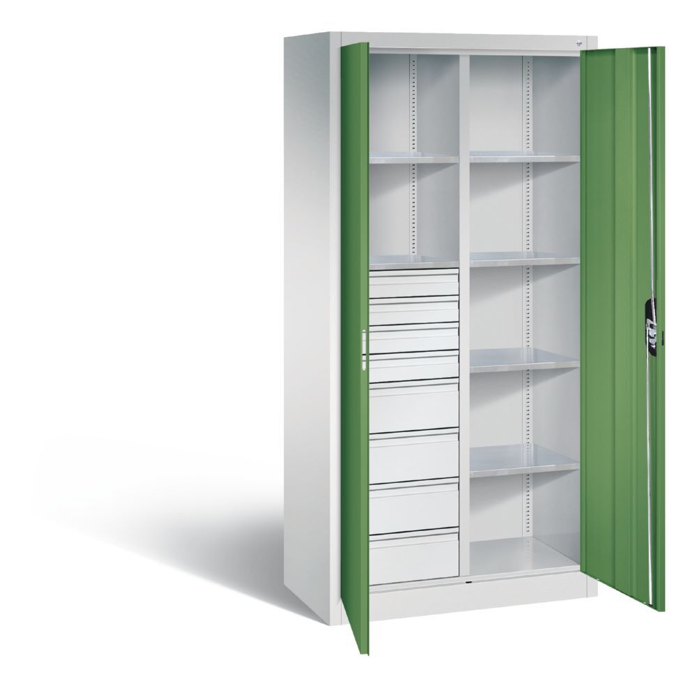 C+P Werkstattschrank mit 8 Schubladen 1950 x 930 x 500 mm lichtgrau resedagrün Produktbild C+P Werkstattschrank mit 8 Schubladen 1950 x 930 x 500 mm lichtgrau resedagrün bild 2