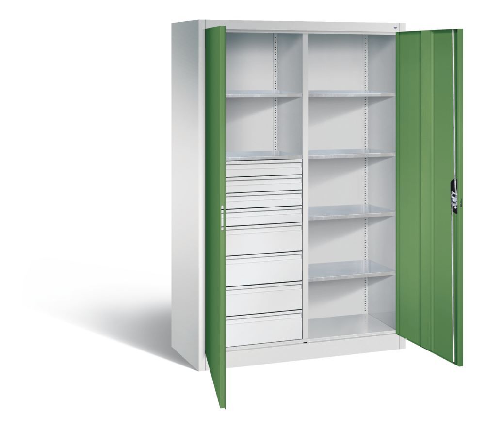 C+P Werkstattschrank mit 8 Schubladen 1950 x 1200 x 500 mm lichtgrau resedagrün Produktbild C+P Werkstattschrank mit 8 Schubladen 1950 x 1200 x 500 mm lichtgrau resedagrün bild 2