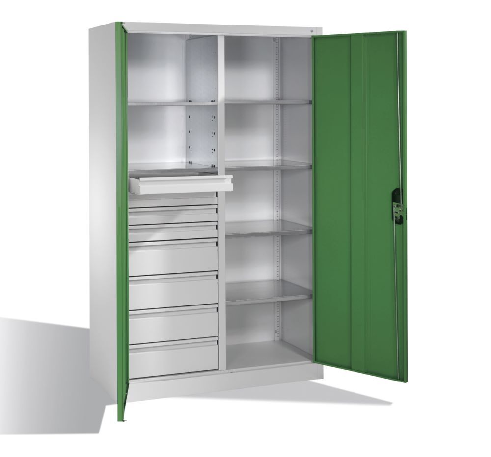 C+P Werkstattschrank mit 8 Schubladen 1950 x 1200 x 500 mm lichtgrau resedagrün Produktbild C+P Werkstattschrank mit 8 Schubladen 1950 x 1200 x 500 mm lichtgrau resedagrün bild 3