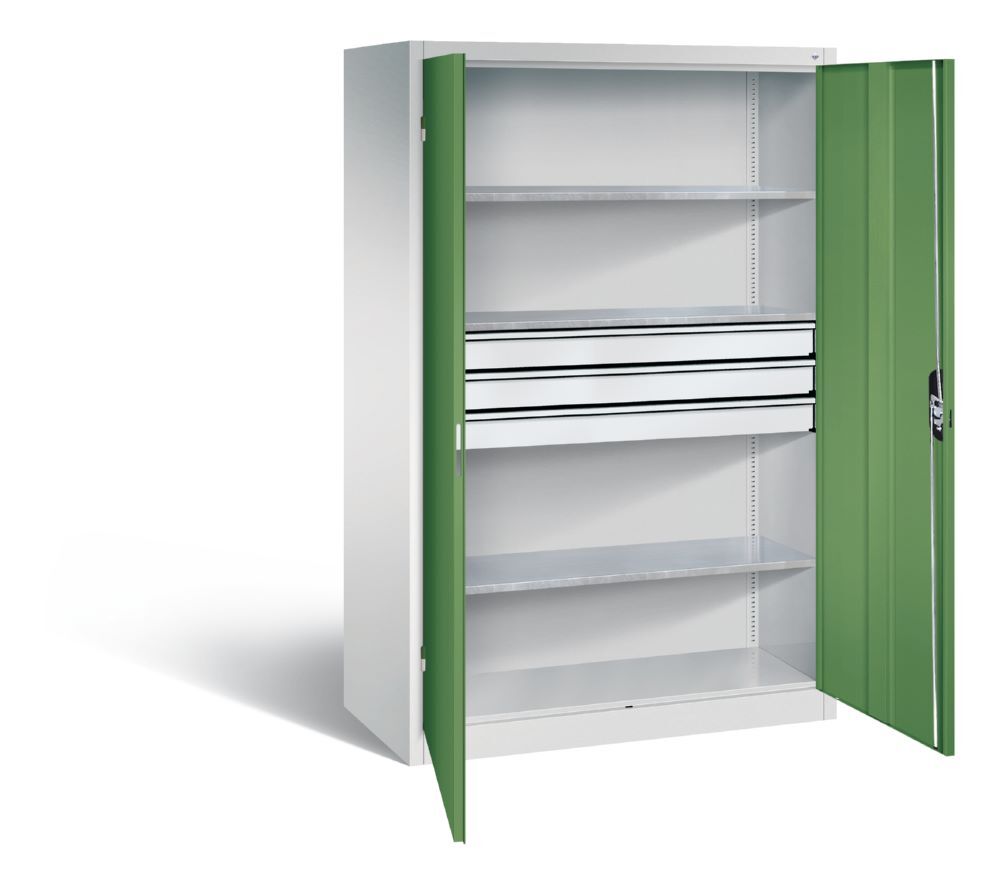 C+P Werkstattschrank mit Schubladen 1950 x 1200 x 600 mm lichtgrau resedagrün Produktbild C+P Werkstattschrank mit Schubladen 1950 x 1200 x 600 mm lichtgrau resedagrün bild 2