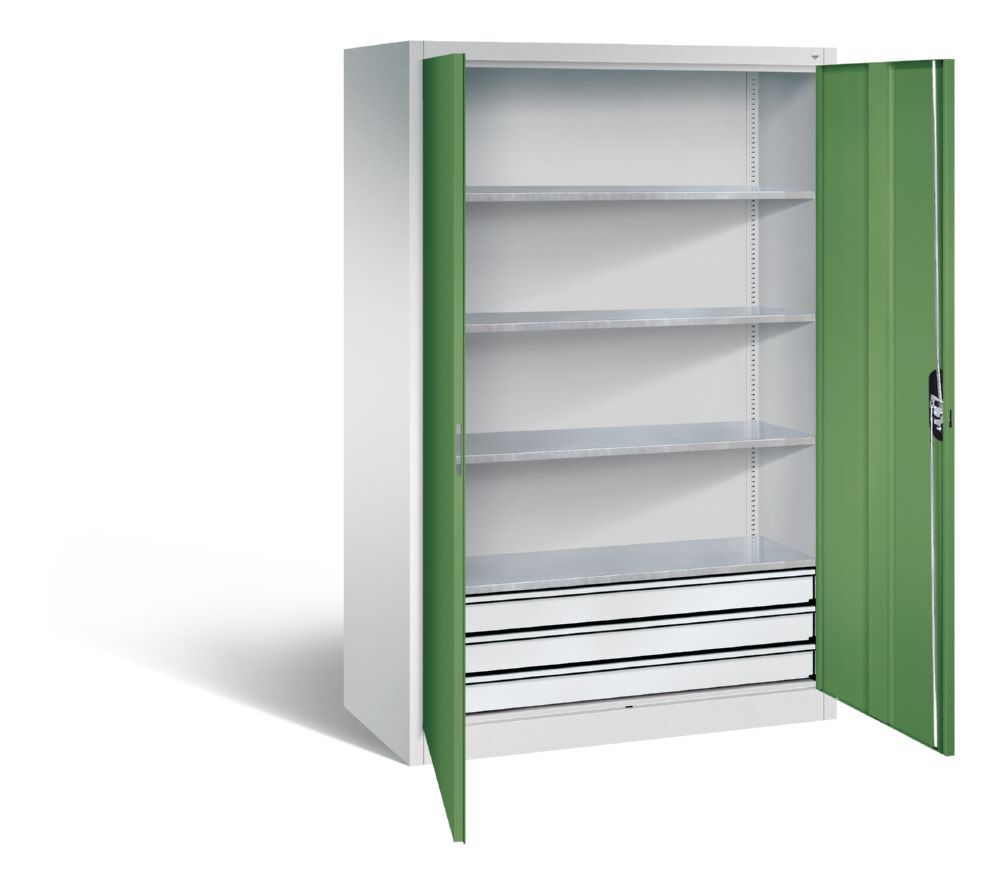 C+P Werkstattschrank mit Schubladen 1950 x 1200 x 600 mm lichtgrau resedagrün Produktbild C+P Werkstattschrank mit Schubladen 1950 x 1200 x 600 mm lichtgrau resedagrün bild 2