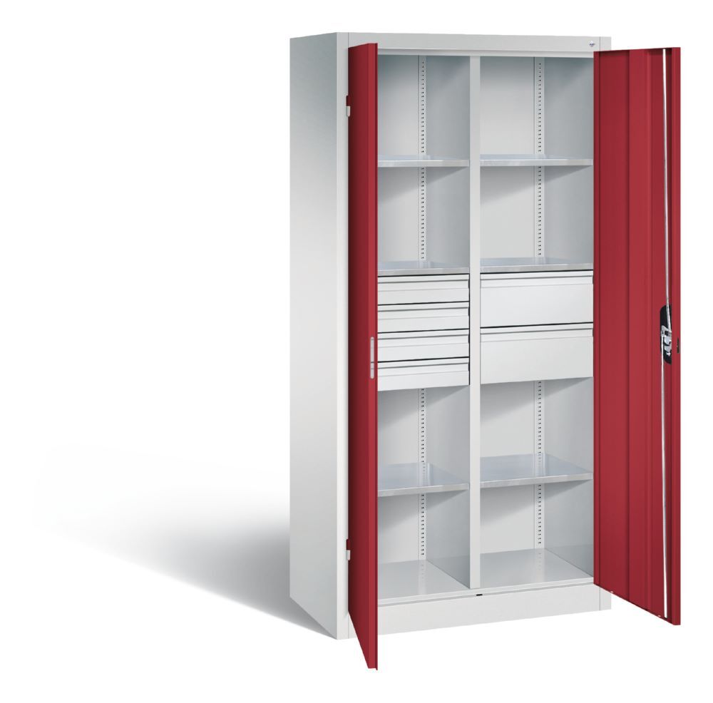C+P Werkstattschrank mit 6 Schubladen rubinrot und grau 930 x 500 x 1950 mm Produktbild C+P Werkstattschrank mit 6 Schubladen rubinrot und grau 930 x 500 x 1950 mm
