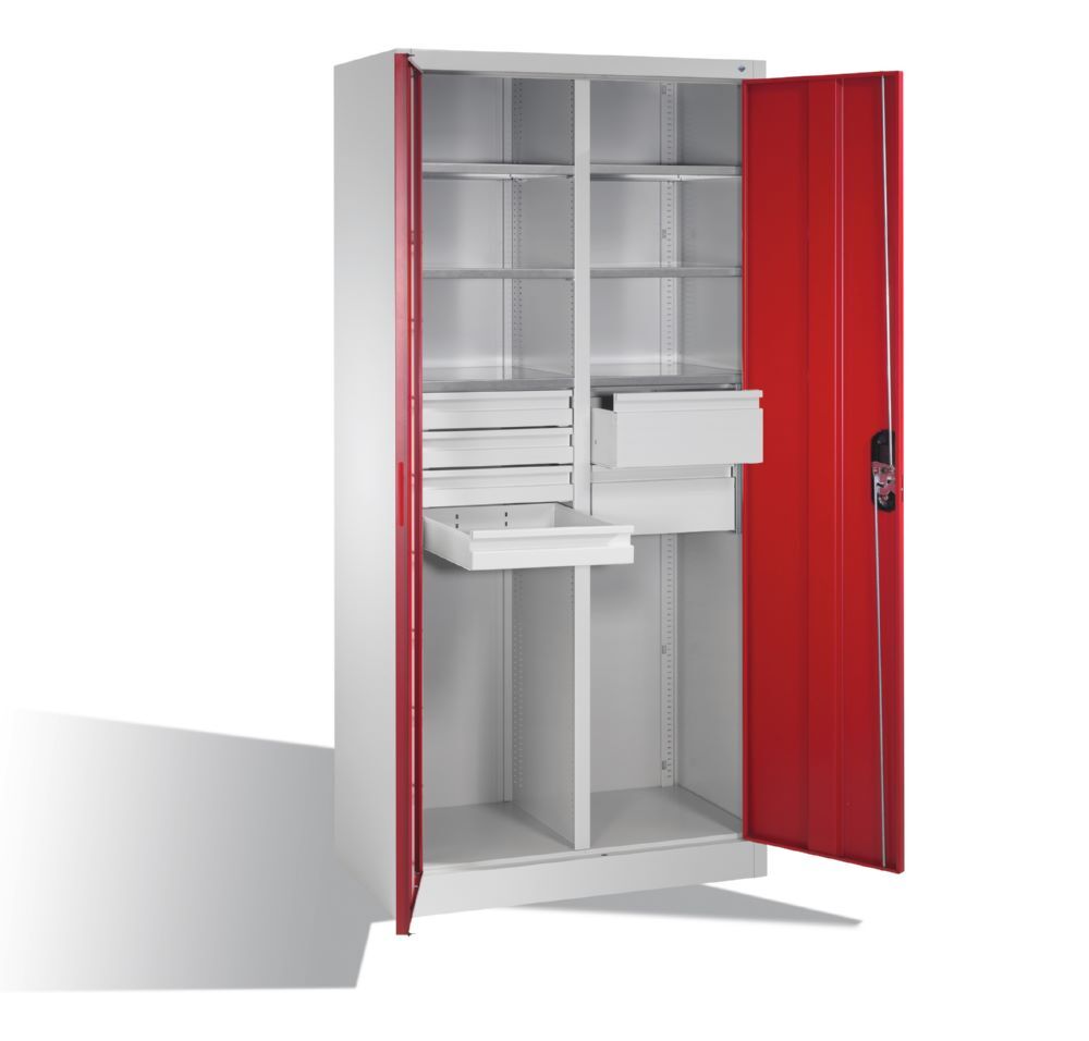 C+P Werkstattschrank mit 6 Innenschubladen Türen in rubinrot 930 x 500 x 1950 mm Produktbild C+P Werkstattschrank mit 6 Innenschubladen Türen in rubinrot 930 x 500 x 1950 mm bild 2