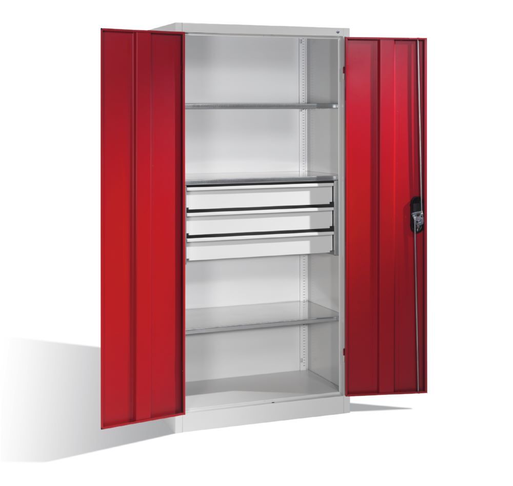 C+P Werkstattschrank mit 3 zusätzlichen Schubladen rubinrot 930 x 500 x 1950 mm Produktbild C+P Werkstattschrank mit 3 zusätzlichen Schubladen rubinrot 930 x 500 x 1950 mm bild 3