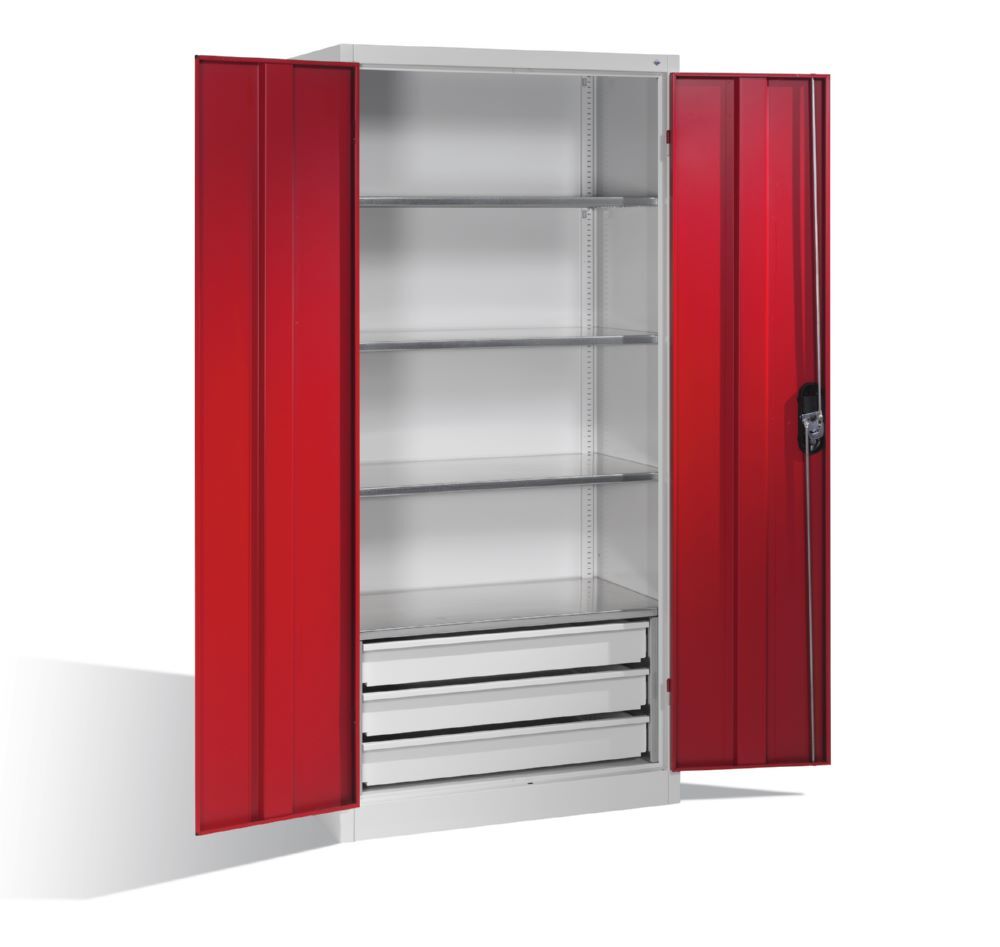 C+P Werkstattschrank mit zusätzlichen Schubladen rubinrot 930 x 500 x 1950 mm Produktbild C+P Werkstattschrank mit zusätzlichen Schubladen rubinrot 930 x 500 x 1950 mm bild 3