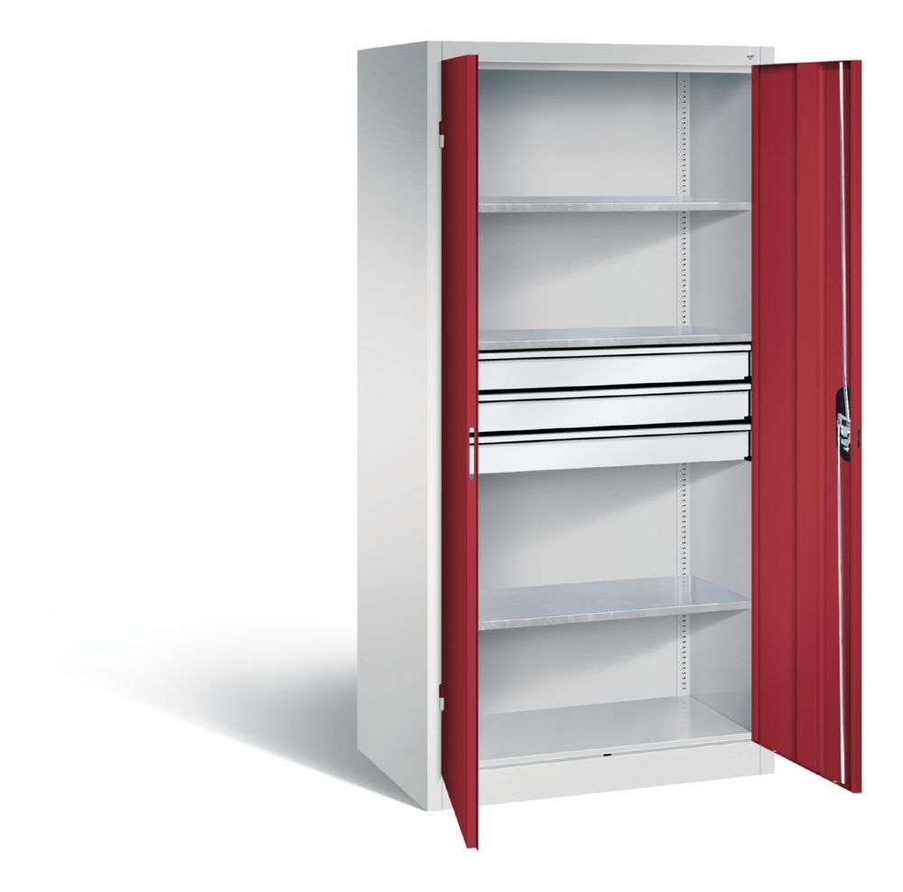 C+P Werkstattschrank mit Schubladen 1950 x 930 x 600 mm lichtgrau rubinrot Produktbild C+P Werkstattschrank mit Schubladen 1950 x 930 x 600 mm lichtgrau rubinrot bild 2