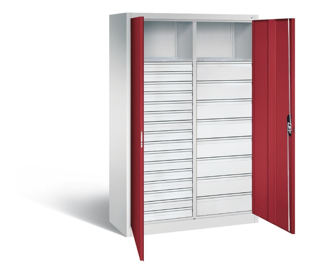 C+P Werkstattschrank mit 24 Schubladen 1950 x 1200 x 500 mm lichtgrau rubinrot Produktbild C+P Werkstattschrank mit 24 Schubladen 1950 x 1200 x 500 mm lichtgrau rubinrot bild 2