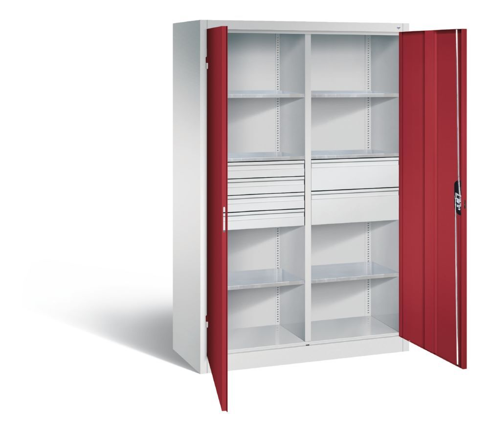 C+P Werkstattschrank mit 6 Schubladen 1950 x 1200 x 500 mm lichtgrau rubinrot Produktbild C+P Werkstattschrank mit 6 Schubladen 1950 x 1200 x 500 mm lichtgrau rubinrot bild 2