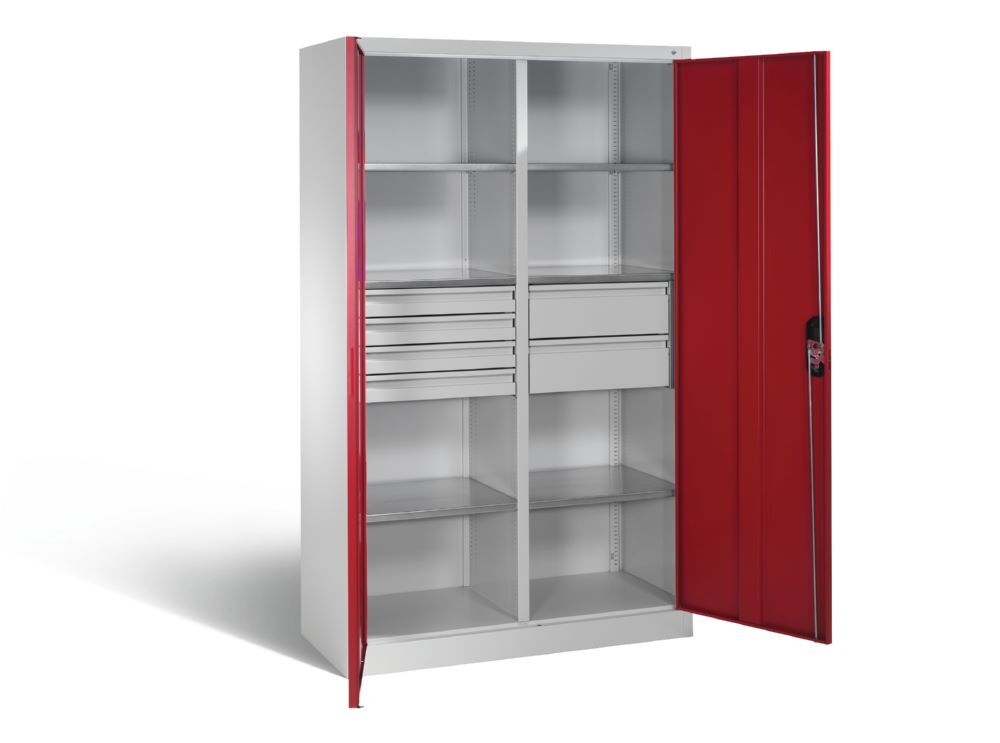 C+P Werkstattschrank mit 6 Schubladen 1950 x 1200 x 500 mm lichtgrau rubinrot Produktbild C+P Werkstattschrank mit 6 Schubladen 1950 x 1200 x 500 mm lichtgrau rubinrot bild 3
