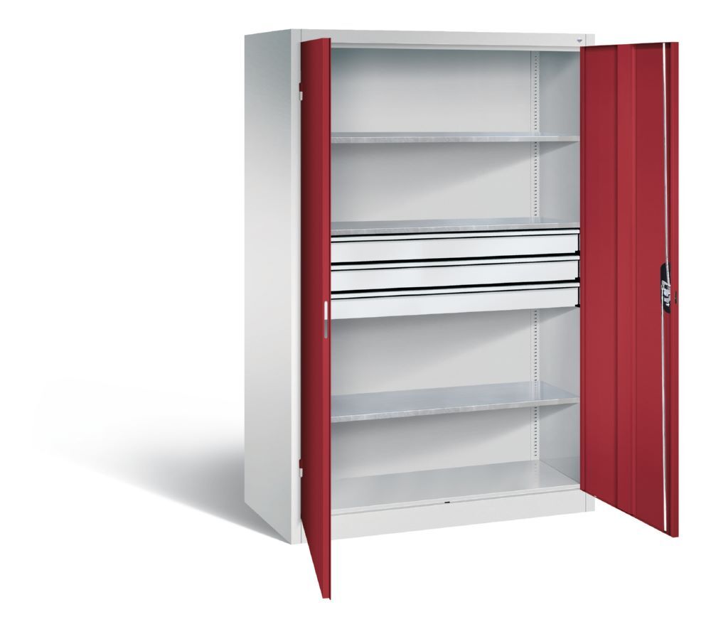 C+P Werkstattschrank mit Schubladen 1950 x 1200 x 600 mm lichtgrau rubinrot Produktbild C+P Werkstattschrank mit Schubladen 1950 x 1200 x 600 mm lichtgrau rubinrot bild 2