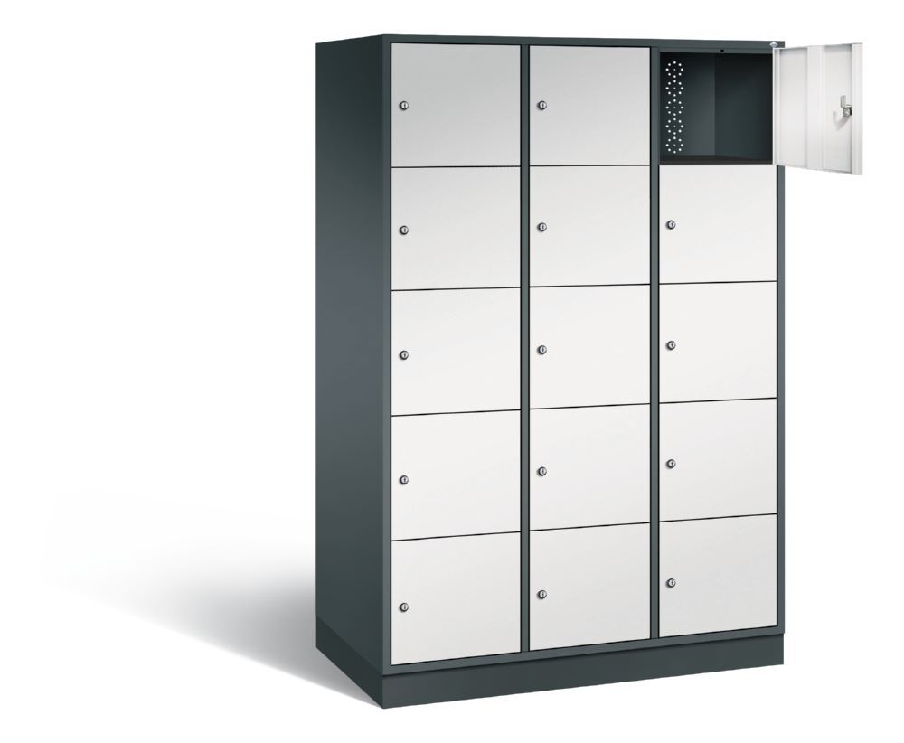 C+P XL Schließfachschrank Intro 15 Fächer 1950 x 1220 x 590 mm anthrazit lichtgrau Produktbild C+P XL Schließfachschrank Intro 15 Fächer 1950 x 1220 x 590 mm anthrazit lichtgrau bild 2