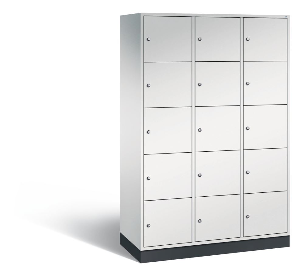 C+P XL Schließfachschrank Intro 15 Fächer 1950 x 1220 x 490 mm in lichtgrau Produktbild C+P XL Schließfachschrank Intro 15 Fächer 1950 x 1220 x 490 mm in lichtgrau