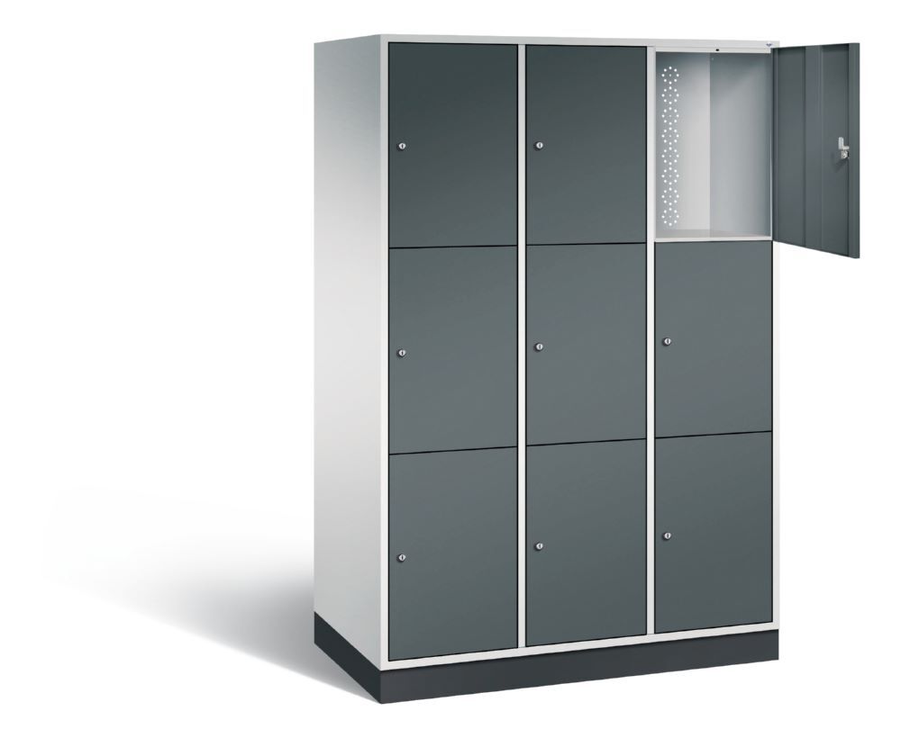 C+P XL Schließfachschrank Intro 9 Fächer 1950 x 1220 x 590 mm lichtgrau anthrazit Produktbild C+P XL Schließfachschrank Intro 9 Fächer 1950 x 1220 x 590 mm lichtgrau anthrazit bild 2