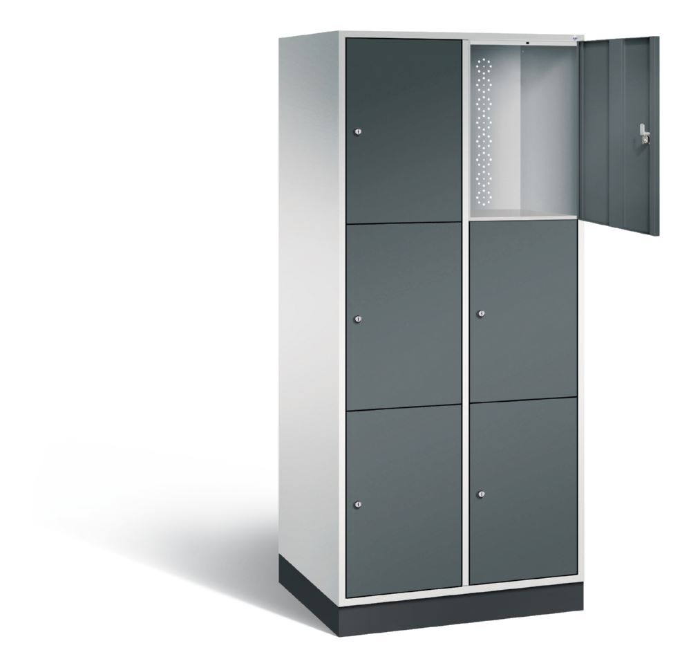 C+P XL Schließfachschrank Intro 6 Fächer 1950 x 820 x 590 mm lichtgrau anthrazit Produktbild C+P XL Schließfachschrank Intro 6 Fächer 1950 x 820 x 590 mm lichtgrau anthrazit bild 2