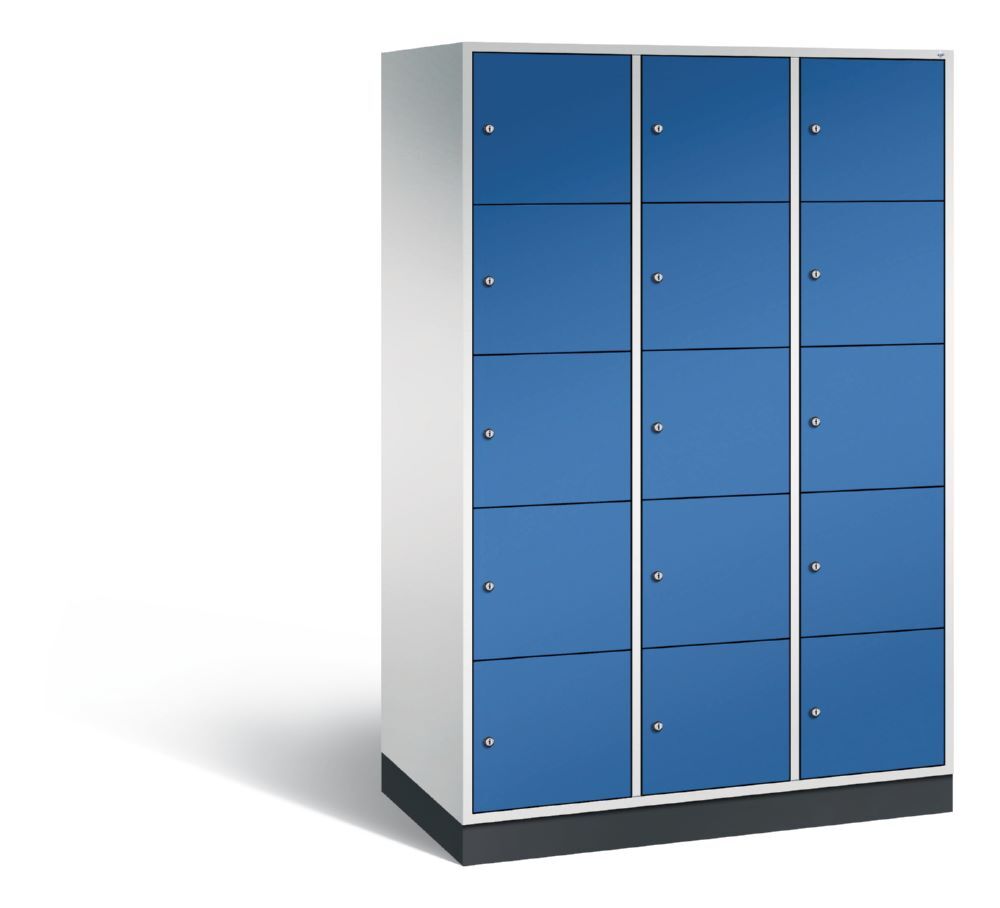 C+P XL Schließfachschrank Intro 15 Fächer 1950 x 1220 x 590 mm lichtgrau enzianblau Produktbild C+P XL Schließfachschrank Intro 15 Fächer 1950 x 1220 x 590 mm lichtgrau enzianblau