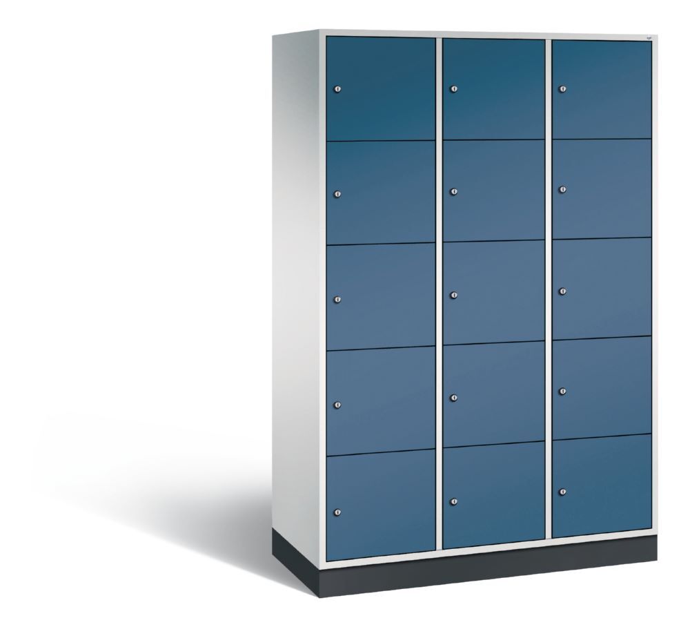 C+P XL Schließfachschrank Intro 15 Fächer 1950 x 1220 x 490 mm lichtgrau fernblau Produktbild C+P XL Schließfachschrank Intro 15 Fächer 1950 x 1220 x 490 mm lichtgrau fernblau