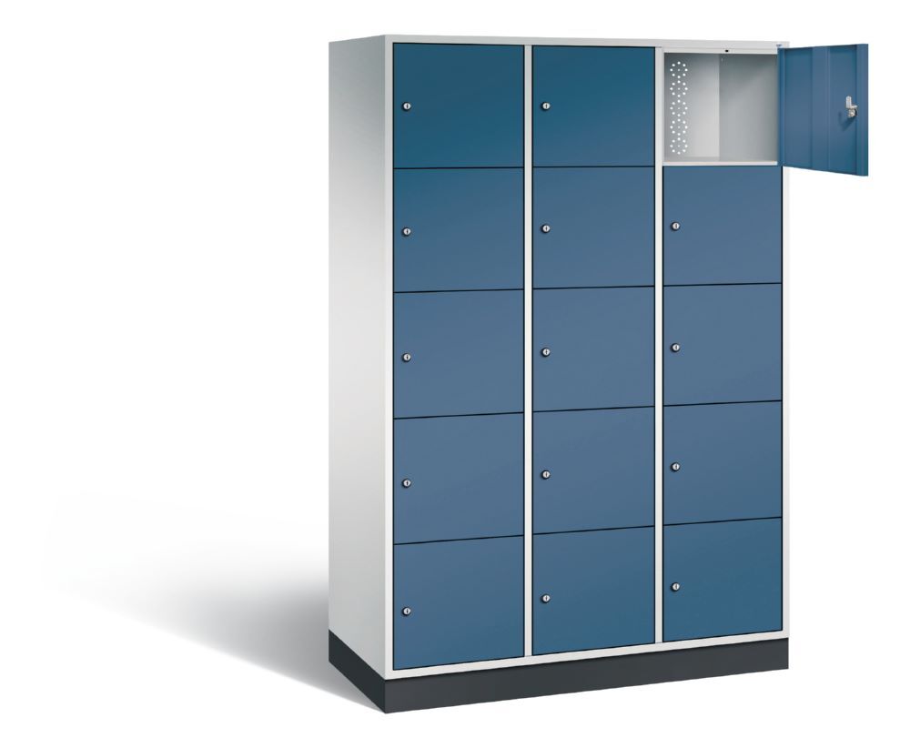 C+P XL Schließfachschrank Intro 15 Fächer 1950 x 1220 x 490 mm lichtgrau fernblau Produktbild C+P XL Schließfachschrank Intro 15 Fächer 1950 x 1220 x 490 mm lichtgrau fernblau bild 2