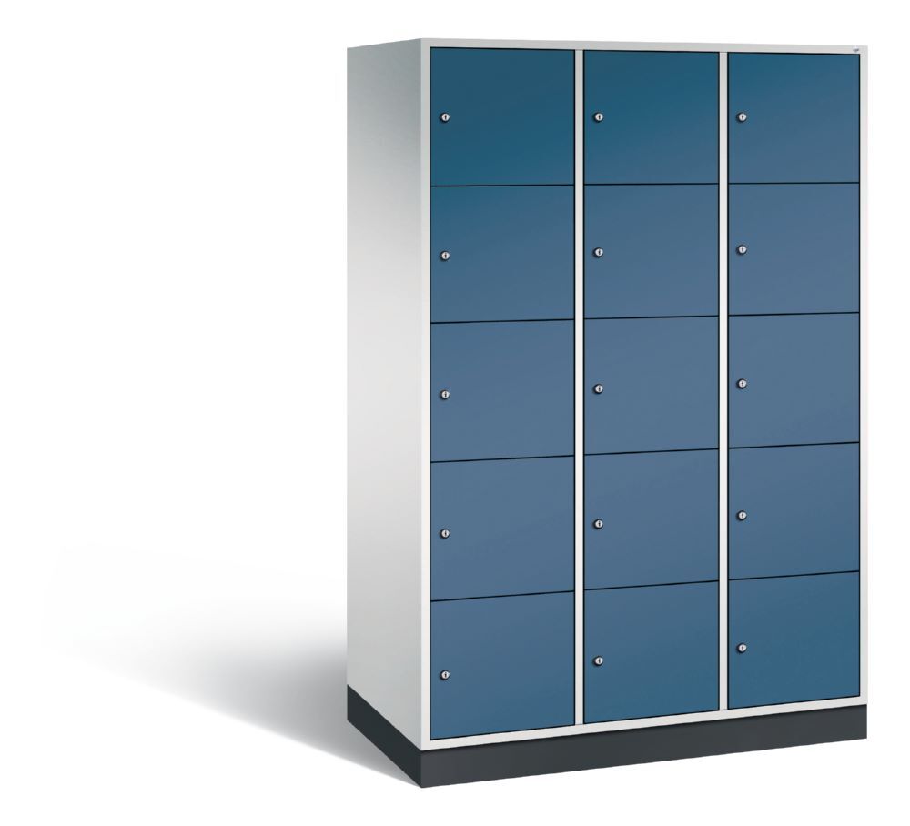 C+P XL Schließfachschrank Intro 15 Fächer 1950 x 1220 x 590 mm lichtgrau fernblau Produktbild C+P XL Schließfachschrank Intro 15 Fächer 1950 x 1220 x 590 mm lichtgrau fernblau