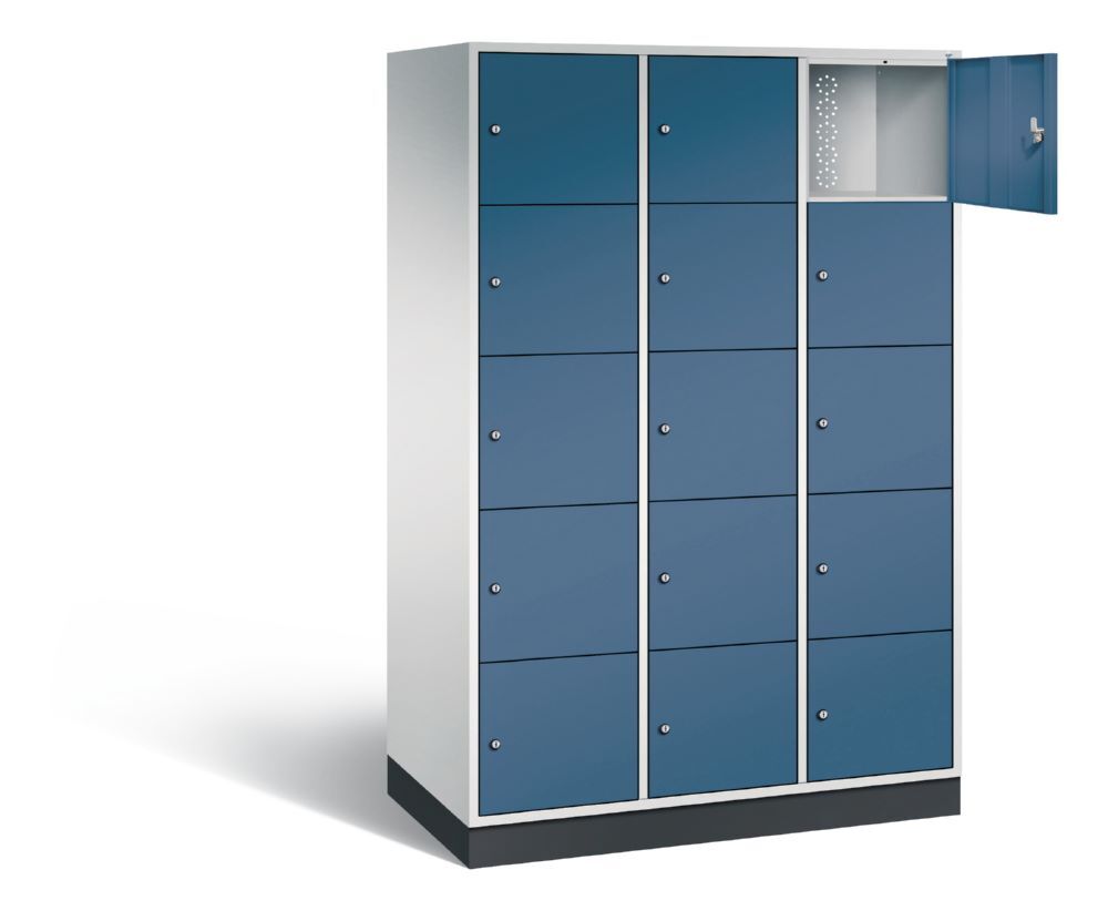 C+P XL Schließfachschrank Intro 15 Fächer 1950 x 1220 x 590 mm lichtgrau fernblau Produktbild C+P XL Schließfachschrank Intro 15 Fächer 1950 x 1220 x 590 mm lichtgrau fernblau bild 2