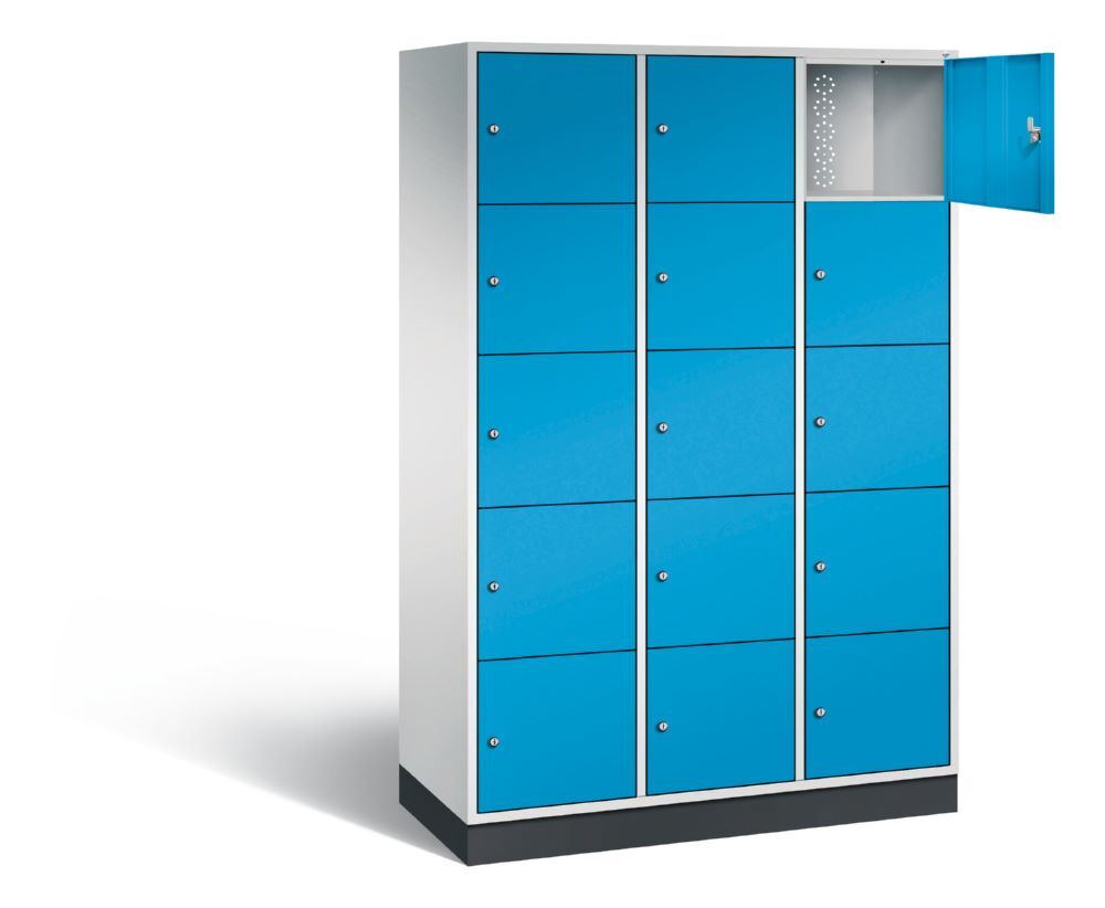C+P XL Schließfachschrank Intro 15 Fächer 1950 x 1220 x 490 mm lichtgrau lichtblau Produktbild C+P XL Schließfachschrank Intro 15 Fächer 1950 x 1220 x 490 mm lichtgrau lichtblau bild 2