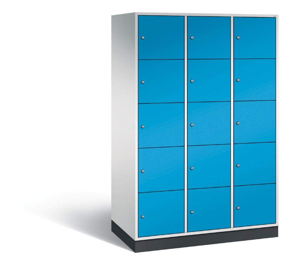 C+P XL Schließfachschrank Intro 15 Fächer 1950 x 1220 x 590 mm lichtgrau lichtblau Produktbild C+P XL Schließfachschrank Intro 15 Fächer 1950 x 1220 x 590 mm lichtgrau lichtblau