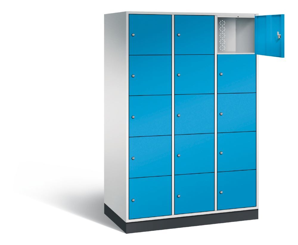 C+P XL Schließfachschrank Intro 15 Fächer 1950 x 1220 x 590 mm lichtgrau lichtblau Produktbild C+P XL Schließfachschrank Intro 15 Fächer 1950 x 1220 x 590 mm lichtgrau lichtblau bild 2