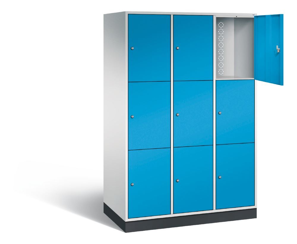 C+P XL Schließfachschrank Intro 9 Fächer 1950 x 1220 x 590 mm lichtgrau lichtblau Produktbild C+P XL Schließfachschrank Intro 9 Fächer 1950 x 1220 x 590 mm lichtgrau lichtblau bild 2