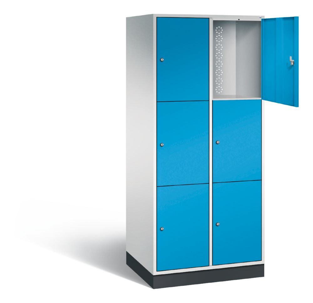 C+P XL Schließfachschrank Intro 6 Fächer 1950 x 820 x 590 mm lichtgrau lichtblau Produktbild C+P XL Schließfachschrank Intro 6 Fächer 1950 x 820 x 590 mm lichtgrau lichtblau bild 2