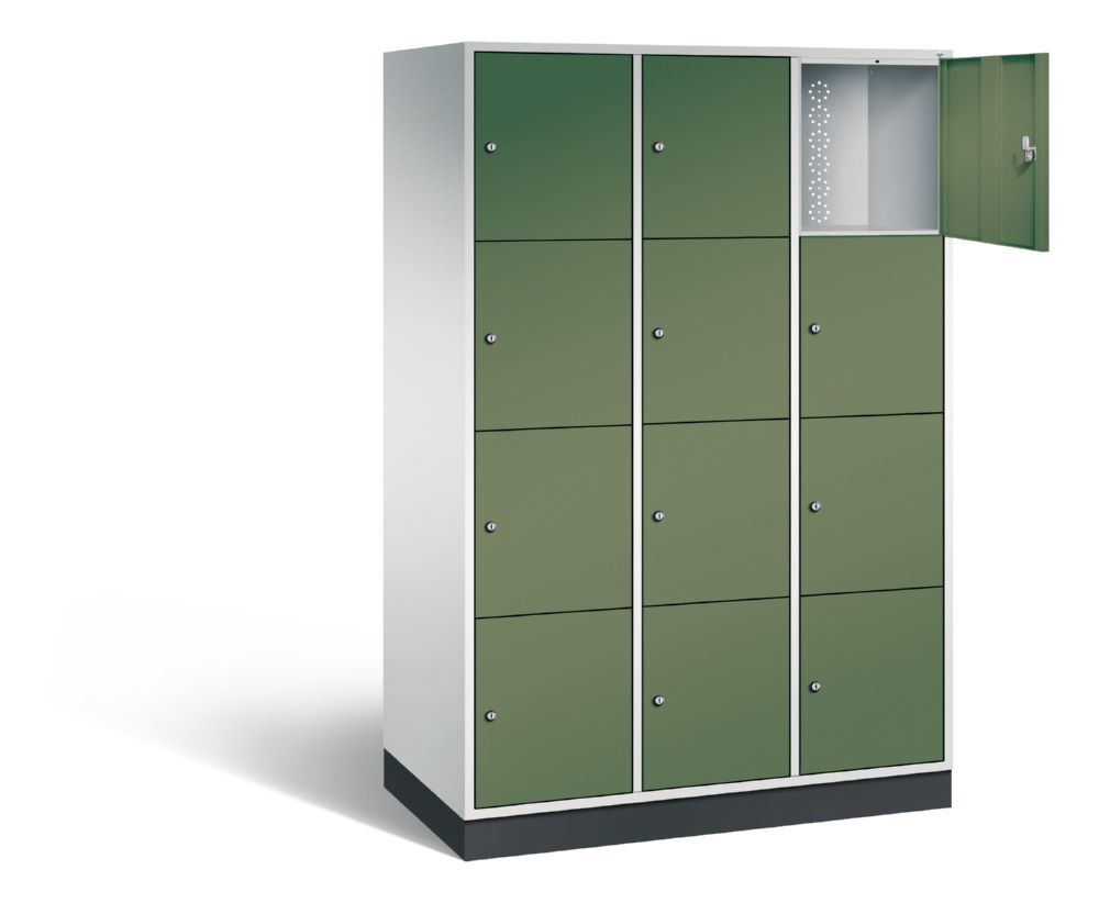 C+P XL Schließfachschrank Intro 12 Fächer 1950 x 1220 x 590 mm lichtgrau resedagrün Produktbild C+P XL Schließfachschrank Intro 12 Fächer 1950 x 1220 x 590 mm lichtgrau resedagrün bild 2