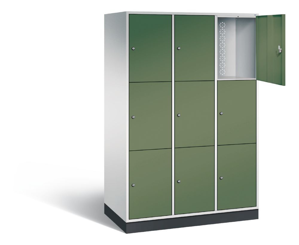 C+P XL Schließfachschrank Intro 9 Fächer 1950 x 1220 x 590 mm lichtgrau resedagrau Produktbild C+P XL Schließfachschrank Intro 9 Fächer 1950 x 1220 x 590 mm lichtgrau resedagrau bild 2