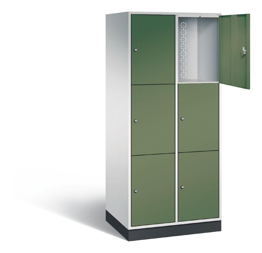 C+P XL Schließfachschrank Intro 6 Fächer 1950 x 820 x 590 mm lichtgrau resedagrün Produktbild C+P XL Schließfachschrank Intro 6 Fächer 1950 x 820 x 590 mm lichtgrau resedagrün bild 2
