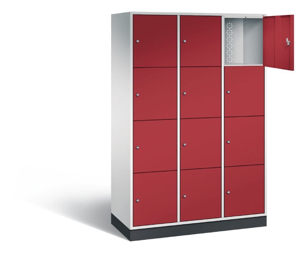 C+P XL Schließfachschrank Intro 12 Fächer 1950 x 1220 x 490 mm lichtgrau rubinrot Produktbild C+P XL Schließfachschrank Intro 12 Fächer 1950 x 1220 x 490 mm lichtgrau rubinrot bild 2