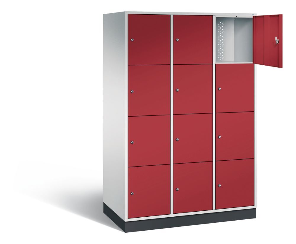 C+P XL Schließfachschrank Intro 12 Fächer 1950 x 1220 x 590 mm lichtgrau rubinrot Produktbild C+P XL Schließfachschrank Intro 12 Fächer 1950 x 1220 x 590 mm lichtgrau rubinrot bild 2