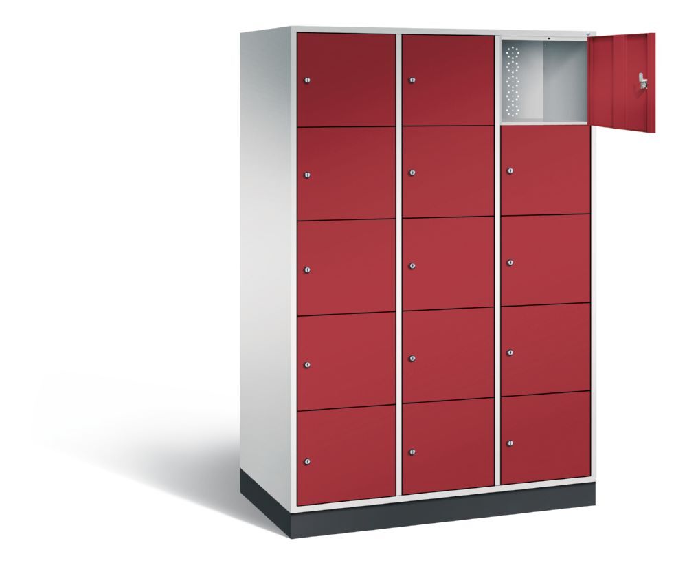 C+P XL Schließfachschrank Intro 15 Fächer 1950 x 1220 x 590 mm lichtgrau rubinrot Produktbild C+P XL Schließfachschrank Intro 15 Fächer 1950 x 1220 x 590 mm lichtgrau rubinrot bild 2