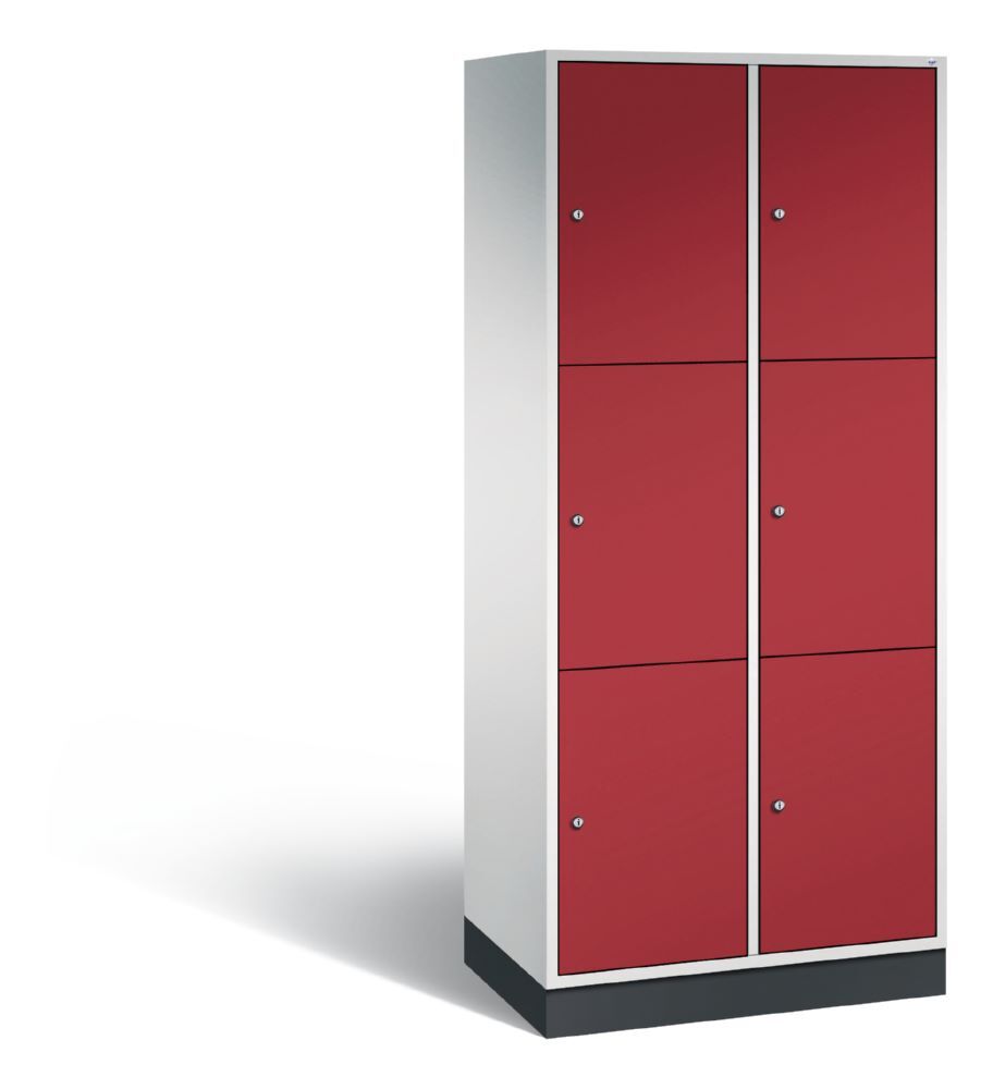 C+P XL Schließfachschrank Intro 6 Fächer 1950 x 820 x 490 mm lichtgrau rubinrot Produktbild C+P XL Schließfachschrank Intro 6 Fächer 1950 x 820 x 490 mm lichtgrau rubinrot