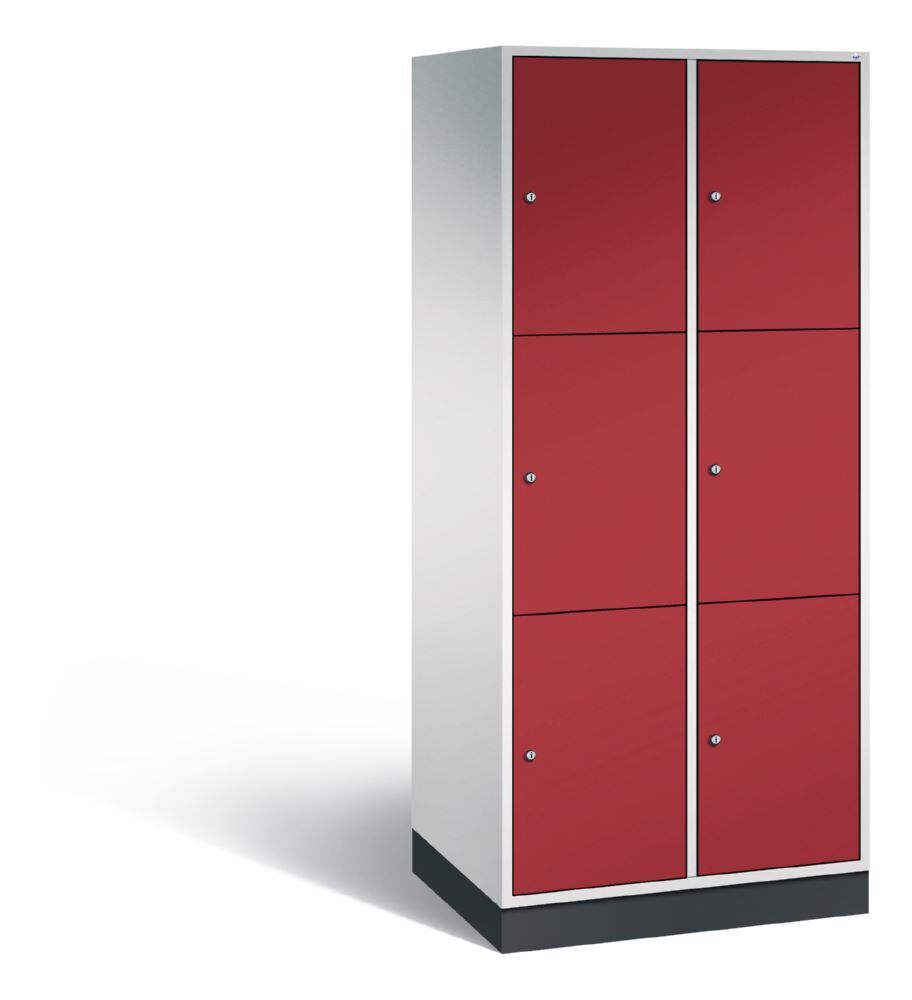 C+P XL Schließfachschrank Intro 6 Fächer 1950 x 820 x 590 mm lichtgrau rubinrot Produktbild C+P XL Schließfachschrank Intro 6 Fächer 1950 x 820 x 590 mm lichtgrau rubinrot